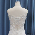 V neckline embroidery front split beaded mermaid diamond wedding gown dress with slit